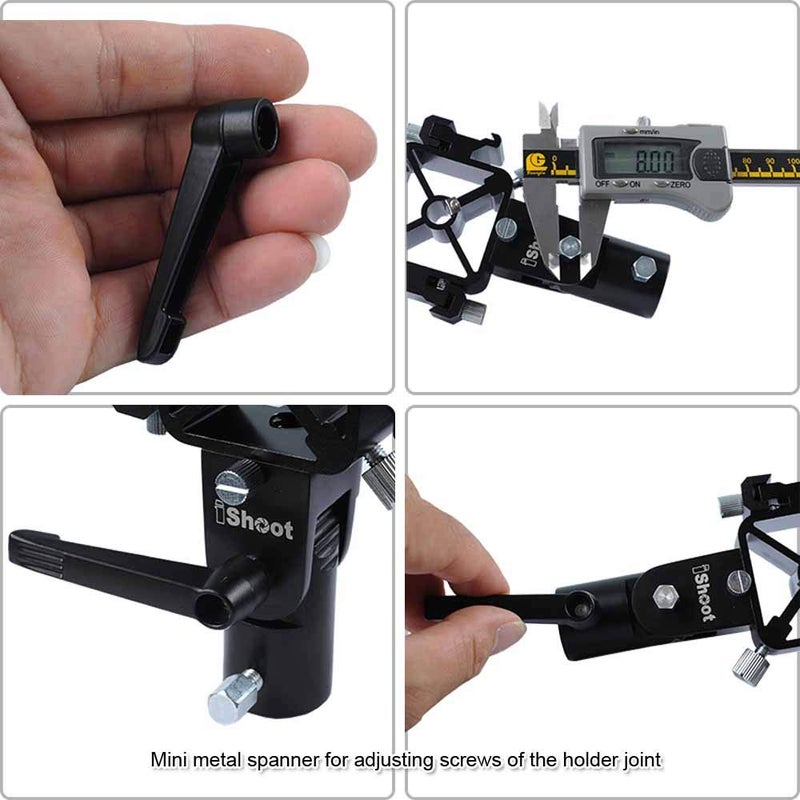 iShoot Universal 3-in-1 Tri-Hot Shoe Mount Flash Bracket Holder with 2 Umbrella Hole for Light Stand Camera Tripod Reflective Umbrella Studio Flash Soft Box Speedlite Diffuser - Image 3